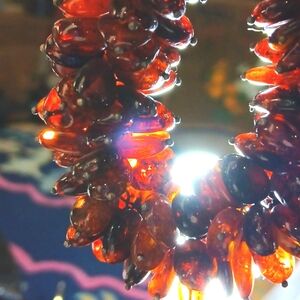 ✨ 133 Grams Golden Brown Amber Beads Necklace Sterling Silver Chain Lei Style